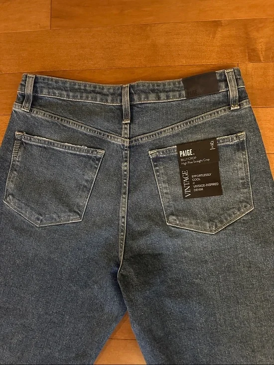 PAIGE Billy High Waist Crop Straight Jeans Moonchild Wash NWT Size 31 - Picture 10 of 14